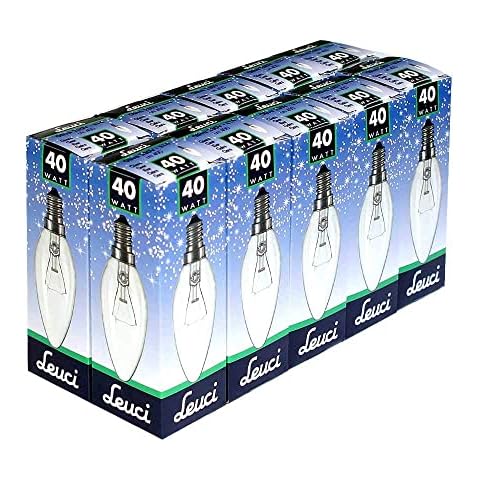 Leuci 10 x Glühbirne Kerze 40W E14 Glühlampe KLAR Glühbirnen Glühlampen Kerzen warmweiß dimmbar Cover