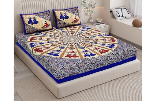 Image of Monique Bedsheet Set | 144 TC Cotton Bedsheet for Double Bed with 2 Pillow Cover