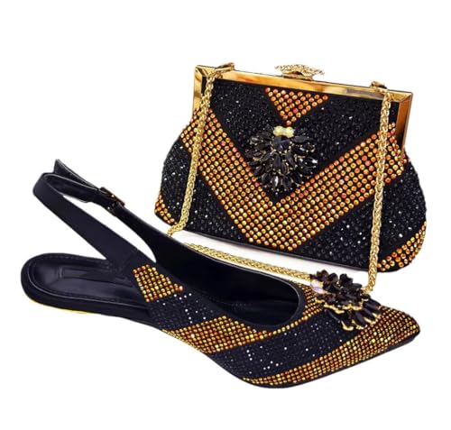 Ensemble de sacs à talons strass d'exception et pochette noire pour mariage FULBHPRINT