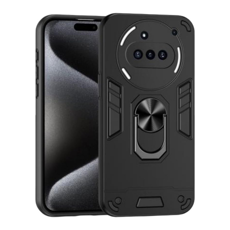 Image of ShieldTech PC Back Cover Case for Nothing Phone 3a | Ring Stand | Camera Protection Black Mobile Phone Back Cover Case for Nothing Phone 3a | Black Back Cover