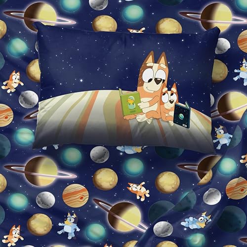 Image of Jay Franco Kids Comforter Set Includes Sheets and Pillow Covers - Soft and Cozy Bed Set for Stylish Room Decor, Blue - Bluey & Bingo, 4 Piece Toddler