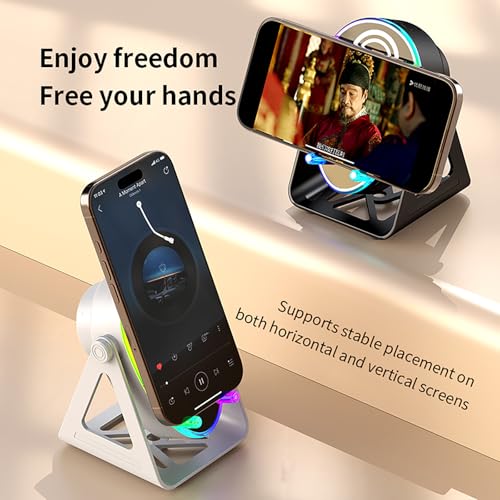 Image of 5 in 1 Induction Bluetooth Speaker with Phone Stand, 1800mAh RGB Lighting Induction Speaker, 360 Surround Sound, 4-13 inch Device Fit, Ideal for Men Women, Parties, Gaming