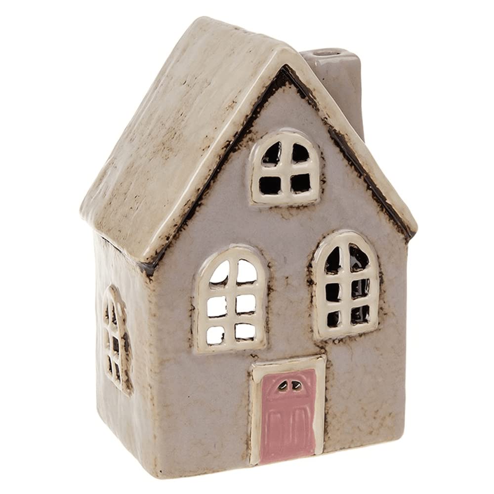 Shudehill Giftware Village Pottery Cottage Pale Grey Tealight