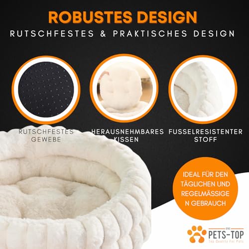 One-PETS-TOP-Katzenbett-Flauschig--Katzenkissen-Rund-Weich--Cat-Bed-Waschbar--Schlafplatz-fur-Katze-Kleine-Hunde--rutschfest-Weis-50cm | Dealmeister.io Alt tag für bilder post titel