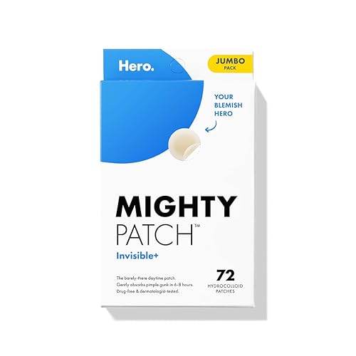 Mighty Patch™ Invisible+ Patch – The Barely-There Daytime Hydrocolloid Acne Pimple Patch for Covering Zits and Blemishes, Tapered Edges Designed to Blend Into Skin (72ct) - 72 Count