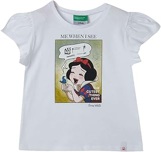 United Colors of BenettonÖnü Pamuk Prenses Baskılı Logo Etiketli Bisiklet Yaka Tişört T-Shirt Kız çocuk 