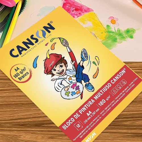 CANSON Escolar, Papel de Pintura Multiuso em Bloco, Tamanho A4