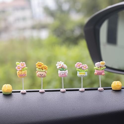 7Pcs Lucky Flower Car Accessories Dashboard Decor, Interior Decor for Women Funny Gifts, Christmas Valentine's Day Gifts for Men Women