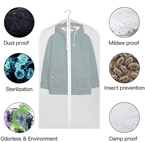 Syeeiex Clear Garment Bag 24” x 43” Cloth Dust Cover White Garment Bags for Suit Dress Closet Storage Set of 6