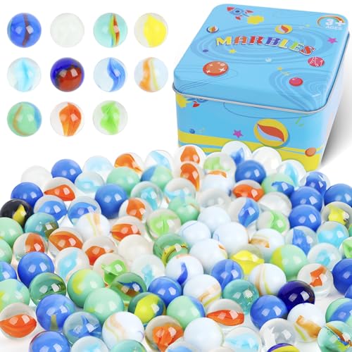 HAKACC 110 Stück Kleine Glasmurmeln, 16mm Glas Murmeln Kinder Murmelspiel Bunte Murmeln für Spielmaschine Pflanzendeko Murmelbahn Kugelbahnen