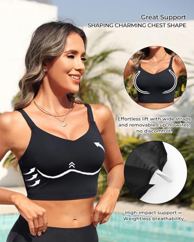 Aqua Eve Women's Sport Bra Swim Top - 2025 Crop Bikini Top Modest V Neck Bathing Suit4