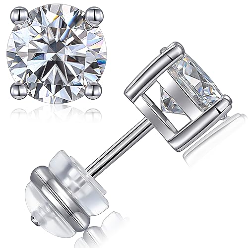 Moissanite Stud Earrings 1.0CT-3.0CT /Pair D Color VVS1 Clarity Brilliant Lab Created Diamond Earrings 925 Sterling Silver Stud Earrings Earrings for Women Men