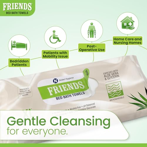 Image of Friends Bed Bath Towels - 80 Count (8 Packs, 10 Wipes Per Pack) | Anti-bacterial, Alcohol Free, Aloe vera Enriched, Extra-Large Size