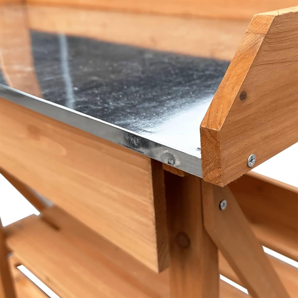 Rantry Mesa de jardín para plantas, mesa de jardín, mesa de jardinería, mesa para plantas de madera, mesa para plantas con estantes y cajones, mesa de trabajo de jardín, encimera galvanizada, color