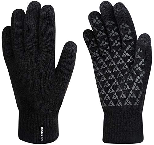 Winter Gloves for Women,Thick Knit Touch Screen Gloves for Men-Anti Slip Silicone Gel-Thermal