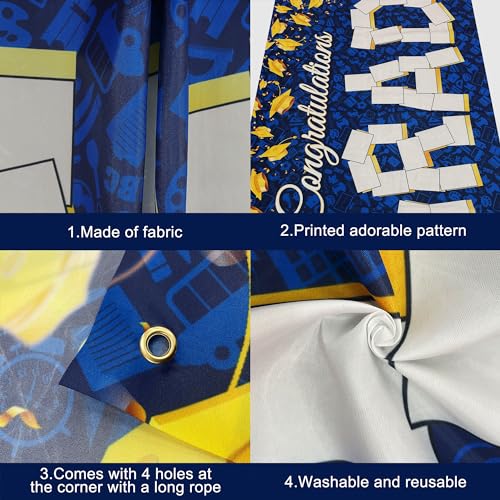 Image of KatchOn, Congratulations Graduation Photo Banner - Xtralarge, 72x44 Inch | Personalized Grad Photo Banner | Blue and Gold Congratulations Grad Backdrop | Graduation Decorations 2026