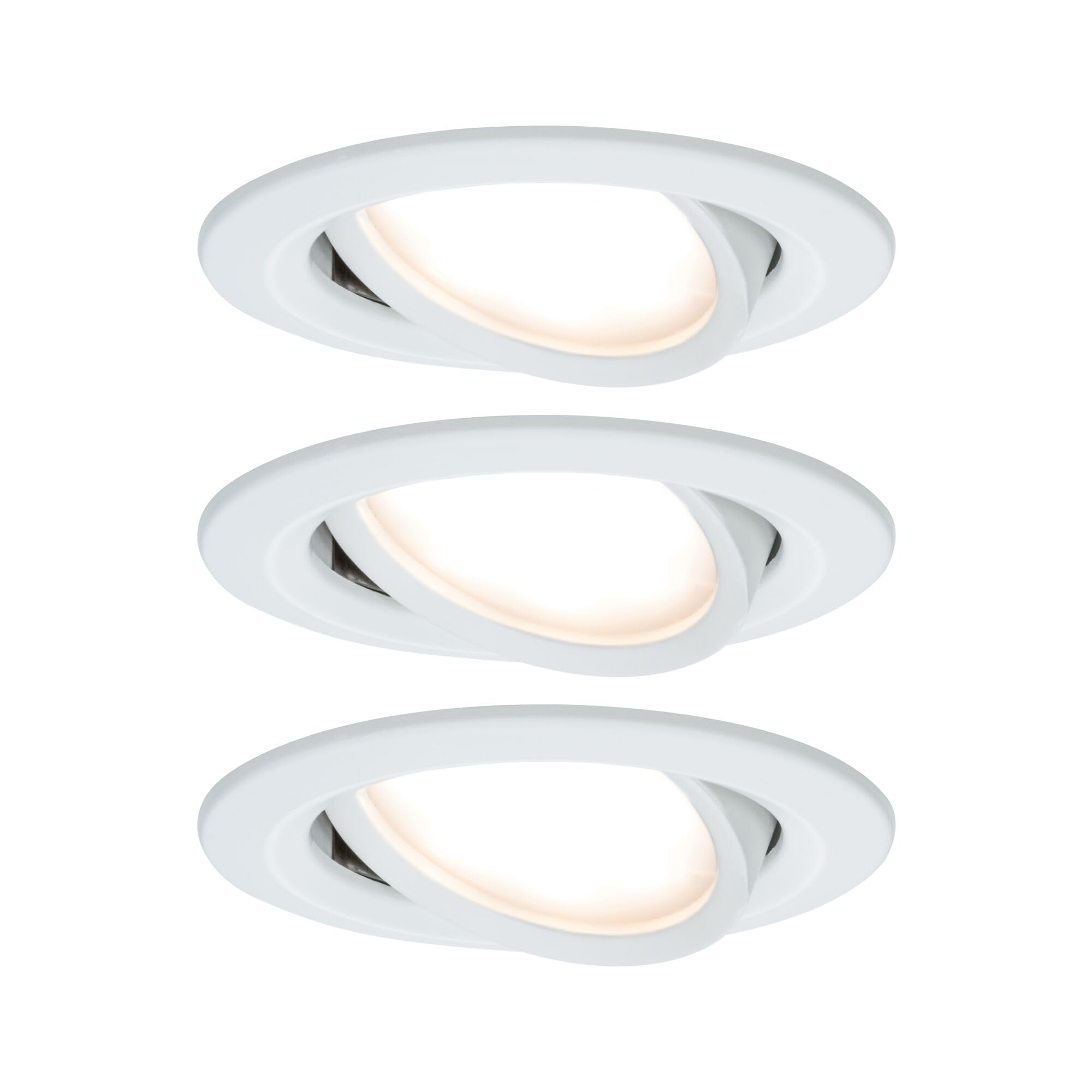Paulmann 93449 Spots LED encastrés Nova Coin Set de base orientable rond 84 mm 50° Coin 3x6W 3x470lm 230V 2700K blanc dépoli