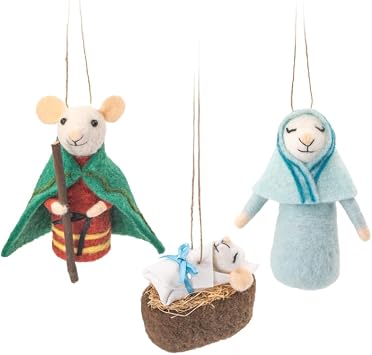 Sass and Belle Navity Mice Felt Decoration - Set of 3