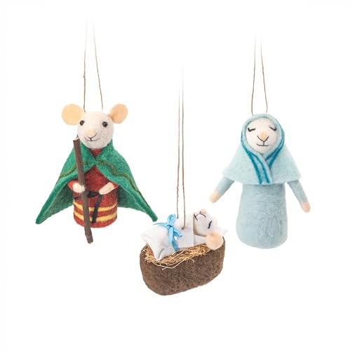 Sass & Belle Sass And Belle Navity Mice Felt Decoration - Set Of 3 Pieces