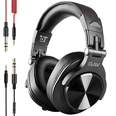 CLAW SM50 Professional Studio Monitoring DJ Wired Over Ear Headphones with 2 Detachable Cables (2.8m Coiled Cable & 1.2m Straight Cable with Mic and in-line Controls) (SM50 Black)