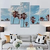 SIGNWIN 5 Panel Canvas Wall Art Palm Tree for Home Decorations Ready to Hang - 60