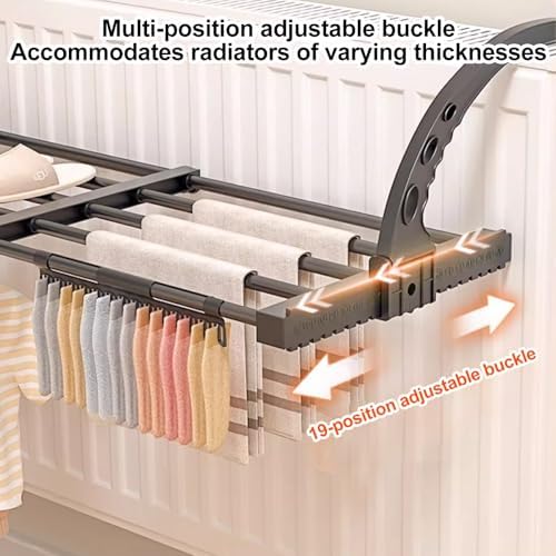 Adjustable Radiator Clothes Dryer Rack, Extendable High-Temperature Resistant Drying Rack for Socks, Towels, and Clothes (38-55cm) - Space-Saving Design