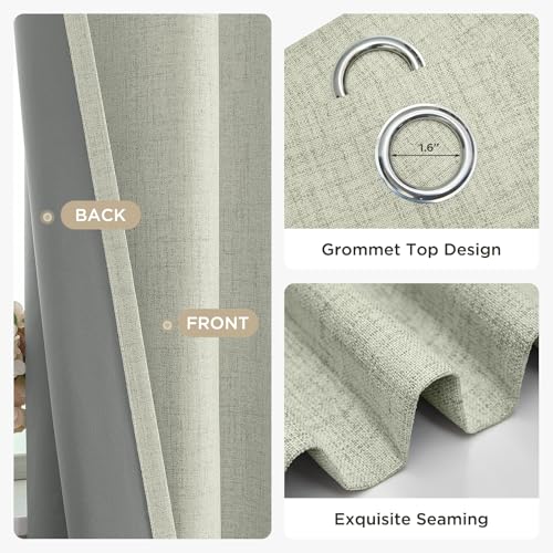 Image of Joydeco Blackout Curtains 84 Inches Long 2 Panels Burg, Room Darkening Curtains for Bedroom, 100% Black Out Textured Thermal Drapes Privacy Protection 2 Panels Set(W42 x L84 Inch, Light Beige)