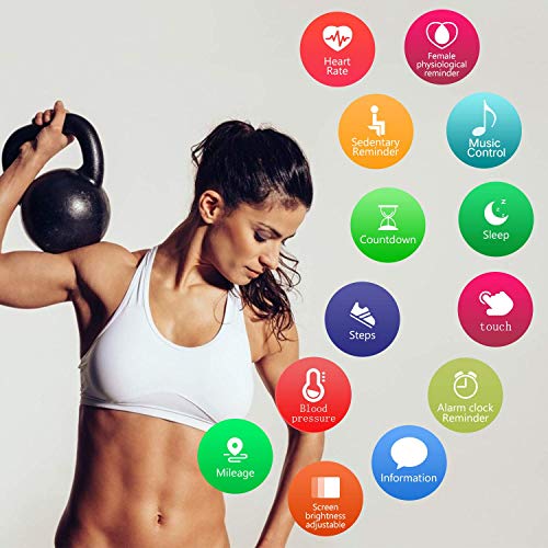 Mgaolo Fitness Tracker,Smart Watch with Blood Pressure Heart Rate Sleep Monitor for Men and Women, Touchscreen Sport Modes Waterproof Activity Tracker with Pedometer for Fitbit Android iPhone (Black)