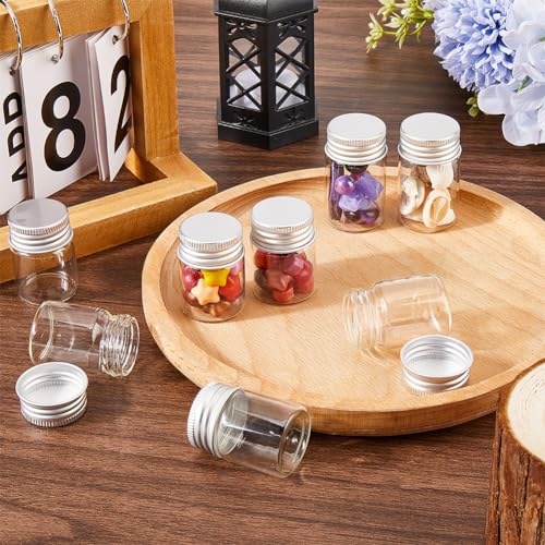 SUNNYCLUE 30Pcs Mini Glass Vials with Aluminum Screw Lids 15ml Small Glass Vial Small Glass Bottles Small Glass Bottles Clear Tiny Glass Jars for DIY Craft Storage Art Wedding Party Favors Decor - Image 4