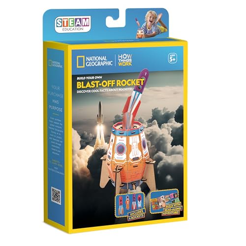 National Geographic Kit éducatif à construire votre propre fusée pour enfants de 5 ans et plus, 16 cm x 25,8 cm x 6 cm