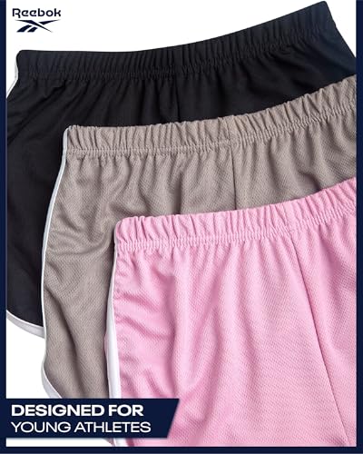 Reebok Girls Athletic Shorts - 3 Pack Active Performance Lightweight Mesh Dolphin Girls Shorts for Running Soccer Gym (7-12)4