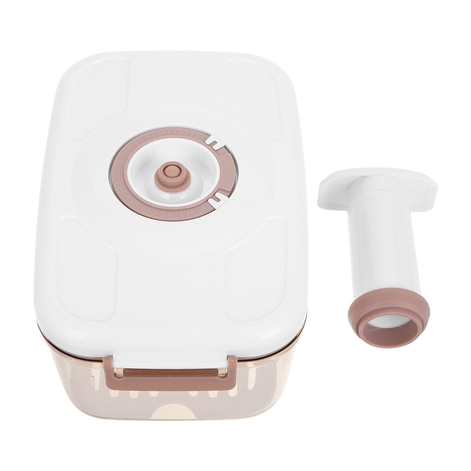 LALAFINA Recipiente para Alimentos de Plástico Beige Sello al Vacío de 2.1 L, Diseño Hermético de Espacio Adecuado para Preparación de Comidas en Cocina