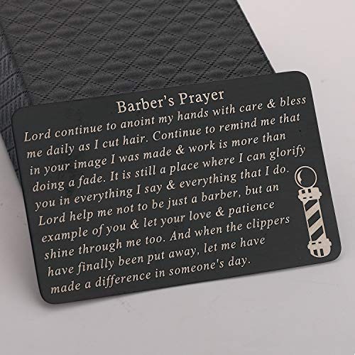 Gzrlyf Barber's Prayer Wallet Card Metal Wallet Insert Inspirational Gifts for Hairdresser Hairstylist (Black)4