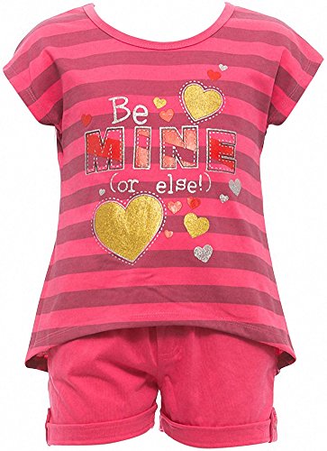 Image of ToBeInStyle Girl's Two Piece Summer Set Cute Tee Top and Matching Shorts Adorable Outfit