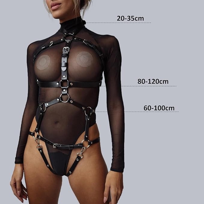 FANSEELM Leder-Harness für Frauen - Sexy Outfit für Party, Punk Erotische Lingerie, Rave Cosplay Gothic Kostüm, Fetisch Bondage - Gürtel, Brust-Harness