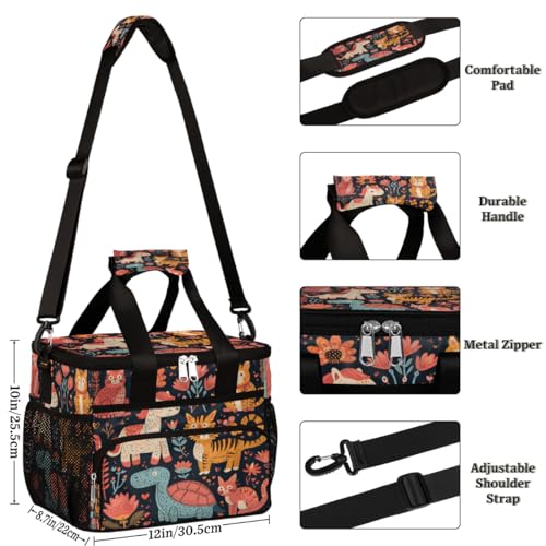 Turtle Cat Insulated Picnic Backpack Lunch Box for Women Men Picnic Basket Tote Lunch Bag Picnic Bag Portable Lunch Bags for Picnic, Beach, Work, Trip,Office, Camp Animals