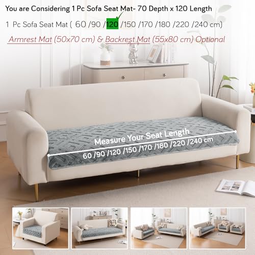 Image of HOKIPO 'Velvet Maze' Premium Anti Slip Sofa Cover Mats for L Shape and 1 /2 /3 Seater Sofa. Make Your Own Sofa Cover Set, 70(D) x 120(L) cm, Dark Grey (AR-5905-DGRY)