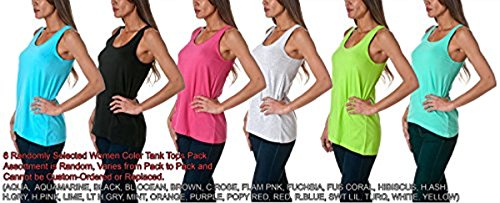 Sofra Women's Loose Fit Tank Top Relaxed Flowy Asst (Small, Asst 6 Pk Random)