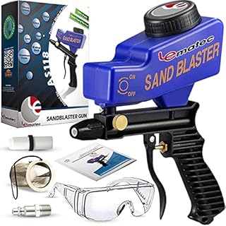 LE LEMATEC Sandblaster Gun Kit, Includes NPT Connector, Ceramic Blasting Tips, & Media Mesh Filter. Sand Blaster for Cleaning Rust, Dirt, Paint Stripper, & Glass Etching DIY Projects.