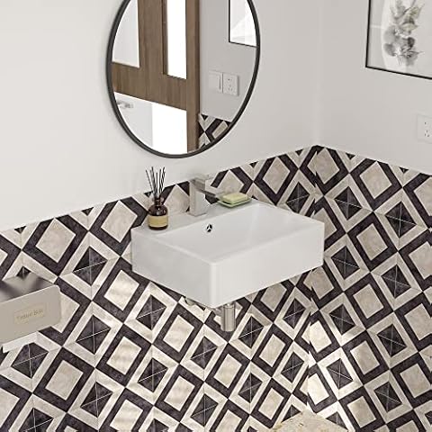 Funmier Rechteckige Wandhalterung Waschbecken - 21 x 16 Weiß Badezimmer Waschbecken Modern Porzellan Keramik Gefäß Waschbecken Kunst Waschbecken Schwimmende Spüle Cover