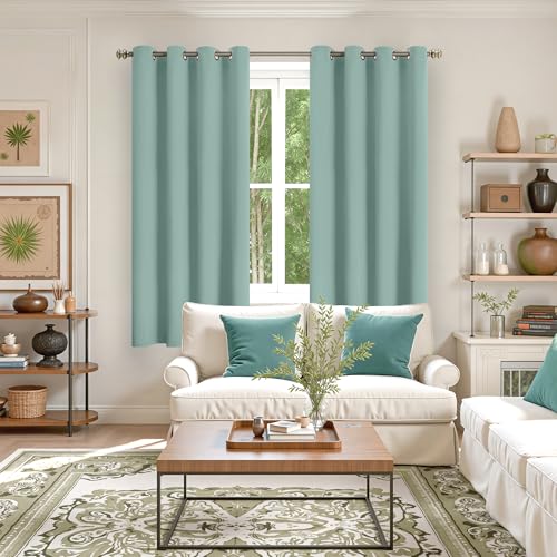 Image of YoungsTex Light Sage Blackout Curtains 63 Inch Length for Bedroom - Grommet Thermal Insulated Drapes Darkening Privacy for Living Room Windows, 2 Panels, 52 x 63 Inch