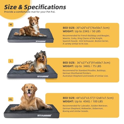 Pet's Playground Orthopädisches Hundebett | Hundematratze | Hundeboxmatte | Hundebox | Hundebett | Hundebett mittel | Hundebett XL Hundebett waschbar | Hundebett für Hundebox | Hundematratze für