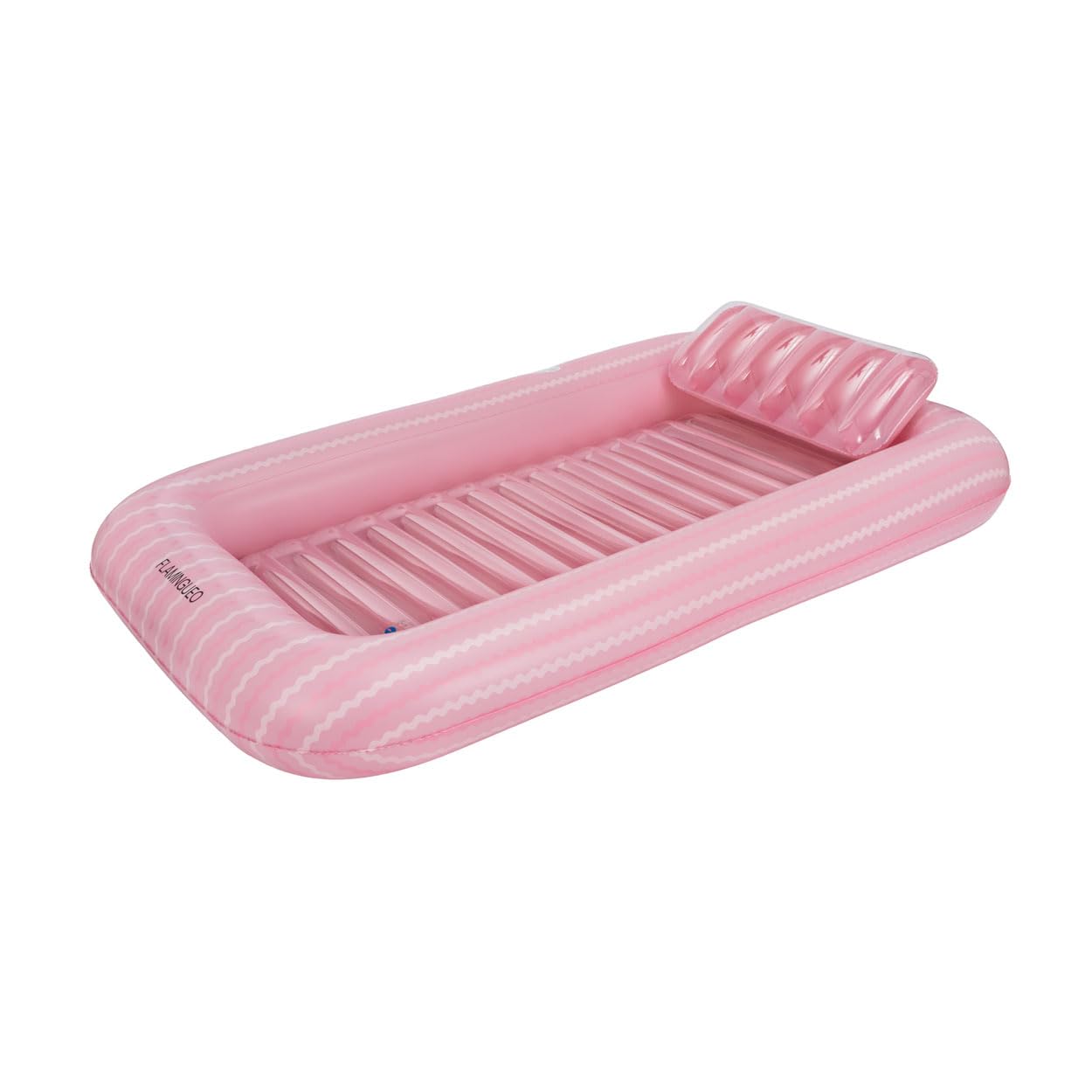 Flamingueo Colchoneta Piscina - Tanning Pool Individual - Posavasos Incluido - PVC Resistente - Tamaño Grande - Almohada Desmontable - Rosa
