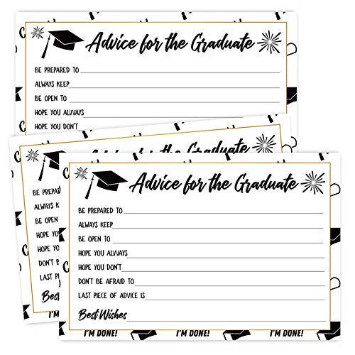 50 Graduation Party Advice Wishes Cards for Graduate Class of 2025 College High School University Grad Words of Wisdom Cards Game Activity Cards 4 x 6 Inches.