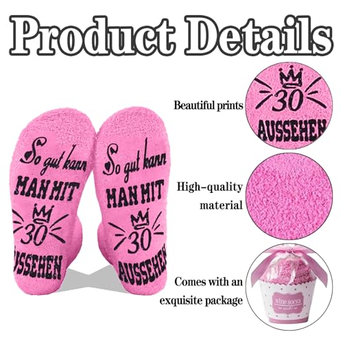 HJDJBD 1 Paar 30 Geburtstag Frauen,30 Geburtstag Frauen Geschenk,Anti Rutsch Socken Damen Geschenk,Beste Kuschelsocken,Lustige Socks,Socken Mit Spruch,Geburtstagsgeschenk für Mutter Tochter Freundin