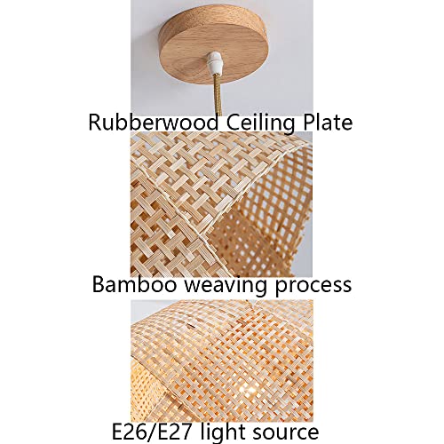 Haiiqu Boho Style Chandelier Antique Style Lampshade 40 Cm Wicker Rattan Woven Primitive Pendant Lights Lighting Fixtures Rustic Asian Style Hanging Ceiling Lamp For Dining Room Bedroom Living Room #TOP6