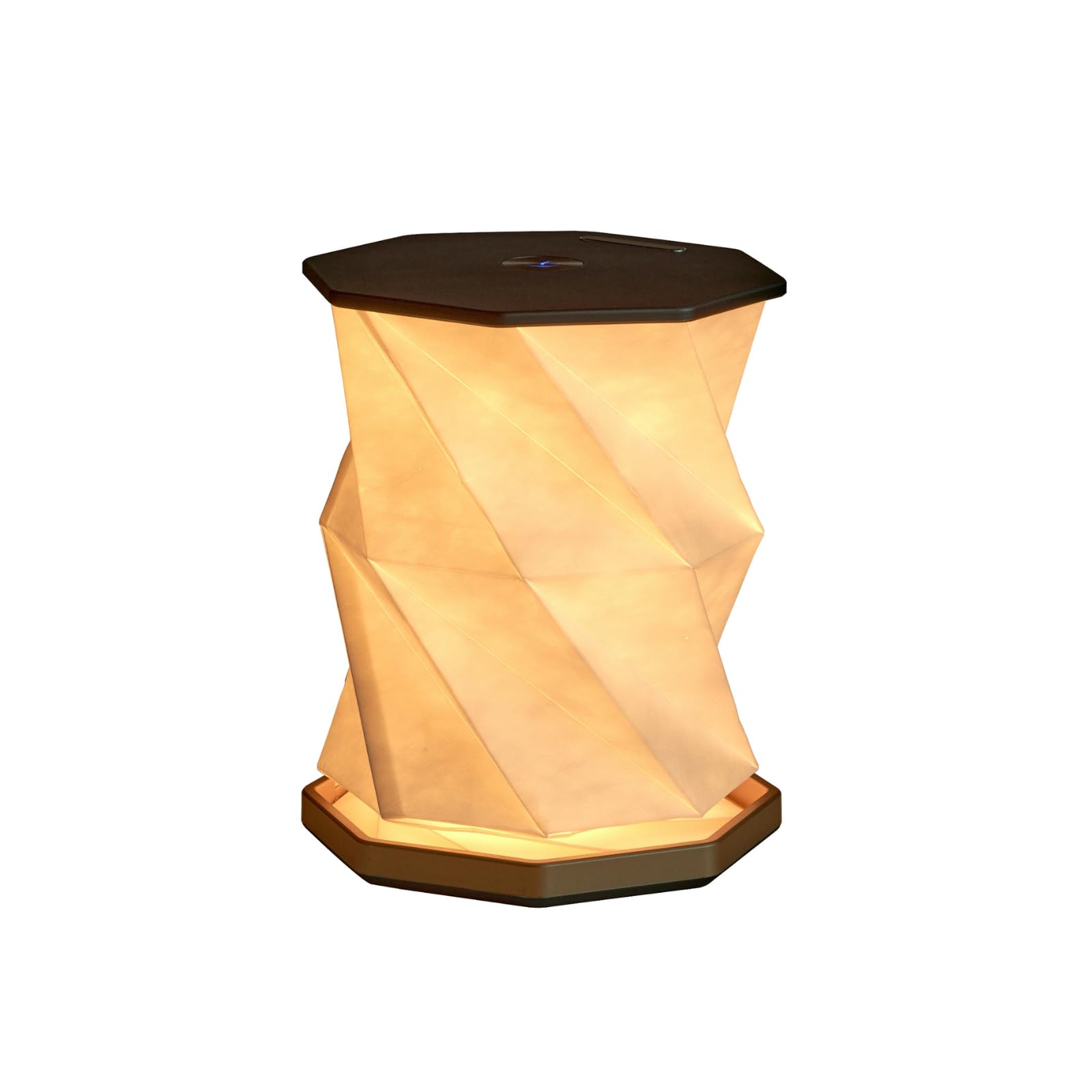 Gingko Design Twist Hexagon Lamp Black | Natural Wood LED Mood Light | Touch Control | Rechargeable & Portable