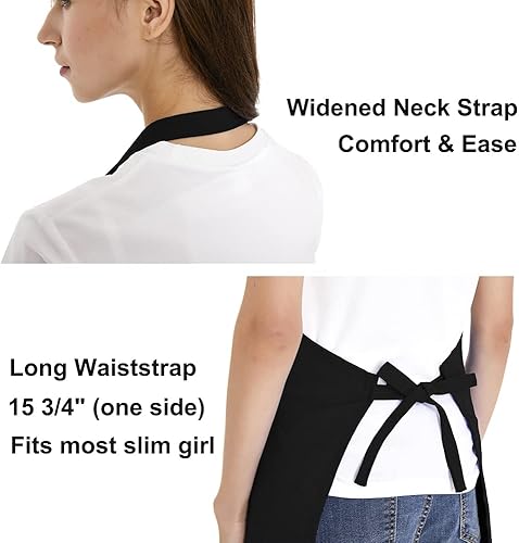 Miniatura 4 de TOPTIE Delantal unisex bordado personalizado, lona de algodón, delantal de cocina ajustable para chef con bolsillos