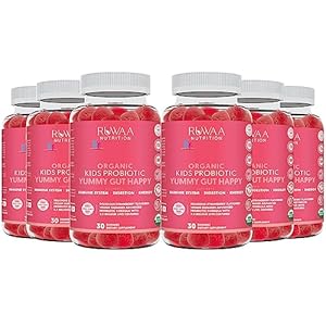 Daily Probiotics for Digestive Health. Organic Probiotic Gummies for Kids Digestion Supplement, Stomach Discomfort. Chewable Children’s Probiotics, Kids Probiotic Prebiotic Gummies, Vegan 120ct (6)