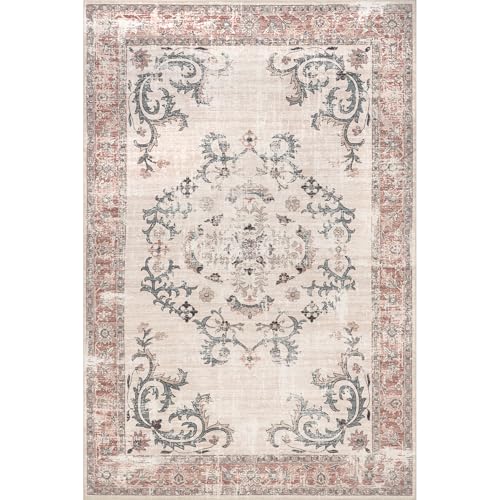 Tapis rétro lavable en machine gris clair Layna 122x152 cm